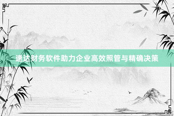 速达财务软件助力企业高效照管与精确决策